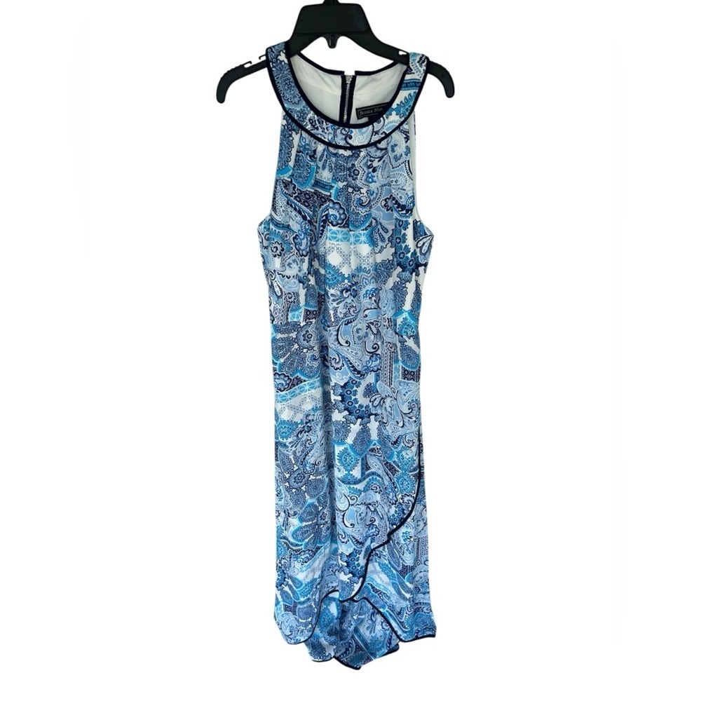 Jessica Howard White / Blue Maxi Dress Size 14 Spring